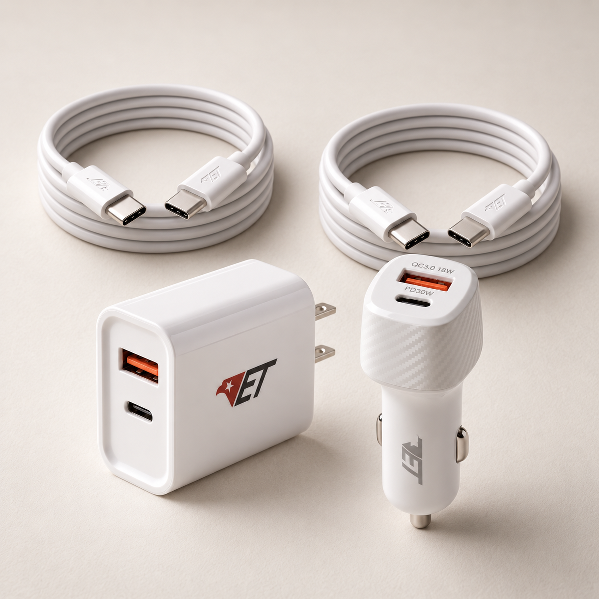 Everything Kit — Wall + Car Charger + 2 Cables