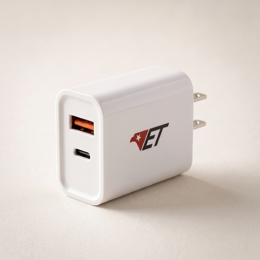 Dual-Port Wall Charger — USB-C PD 30W + USB-A QC 3.0